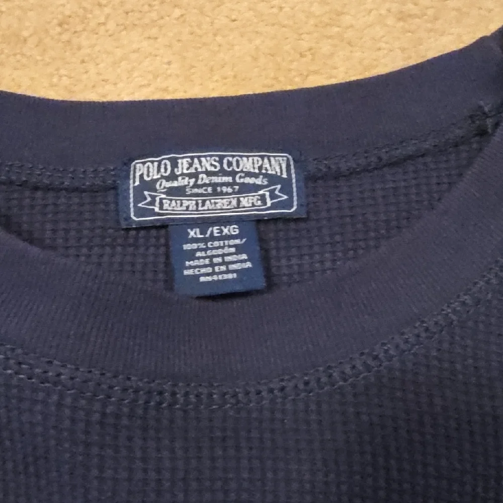Polo Jeans Company Navy Blue Thermal Long Sleeve Shirt XL